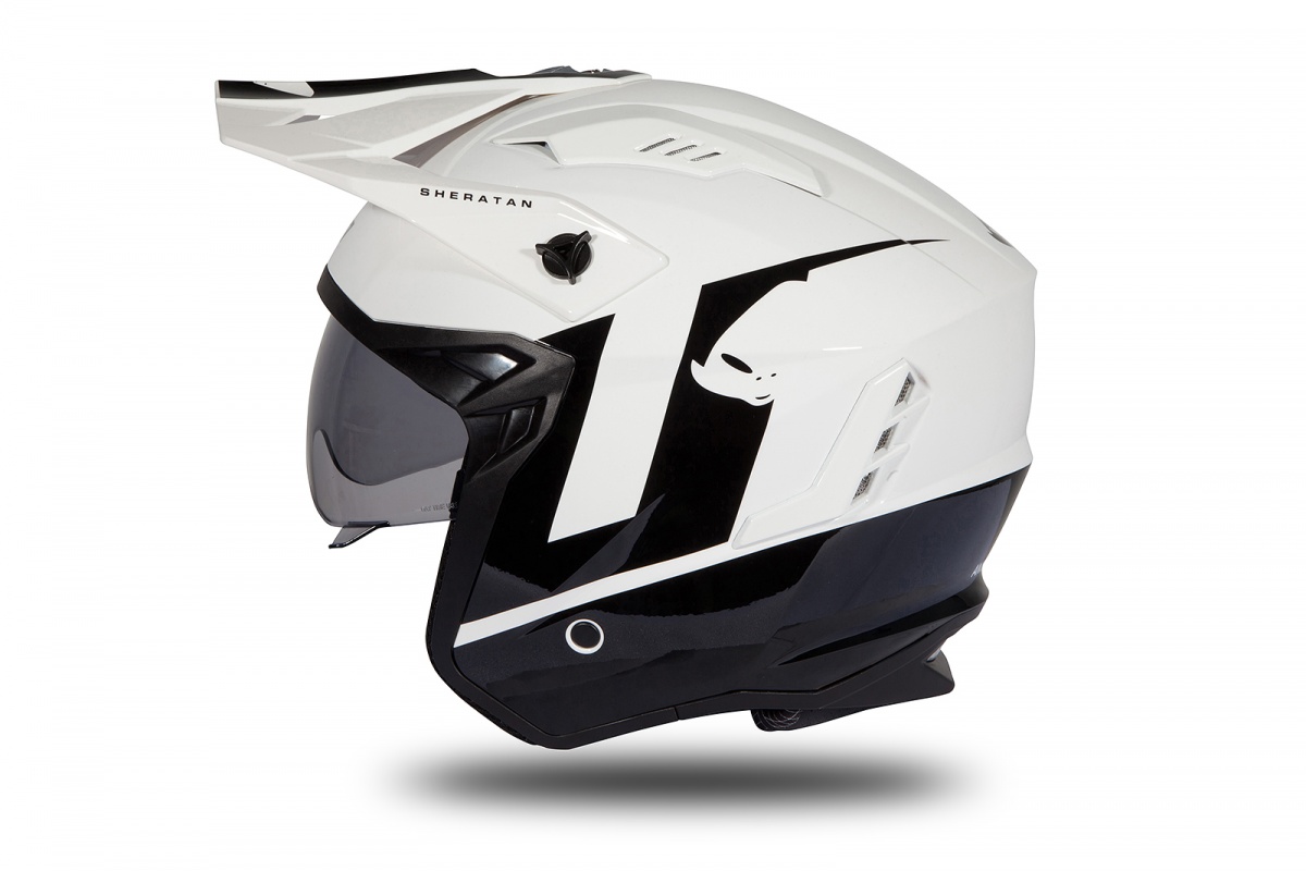 Casco Jet Sheratan bianco e nero lucido - Caschi - HE185 - Ufo Plast