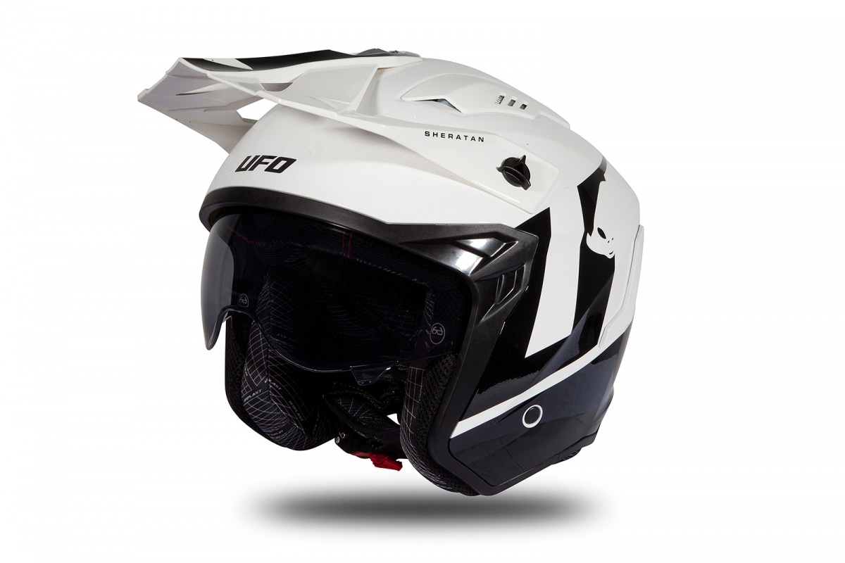 Casco Jet Sheratan bianco e nero lucido - Caschi - HE185 - Ufo Plast