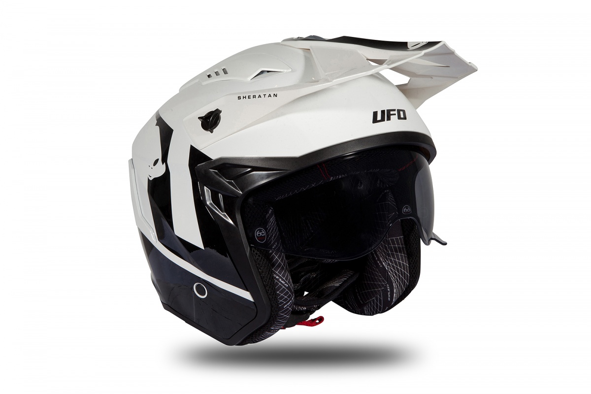 Casco Jet Sheratan bianco e nero lucido - Caschi - HE185 - Ufo Plast