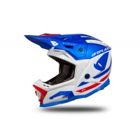 Casco motocross Echus blu, bianco e rosso lucido - Home - HE168 - Ufo Plast