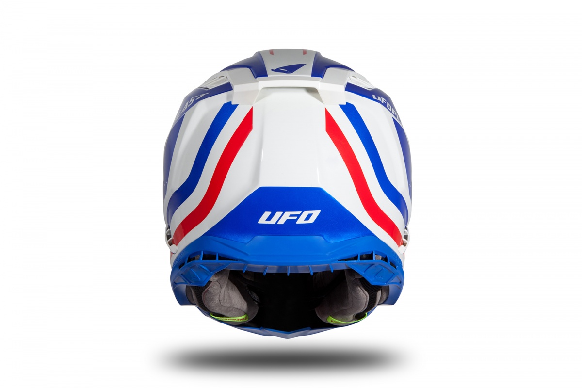 Casco motocross Echus blu, bianco e rosso lucido - Home - HE168 - Ufo Plast