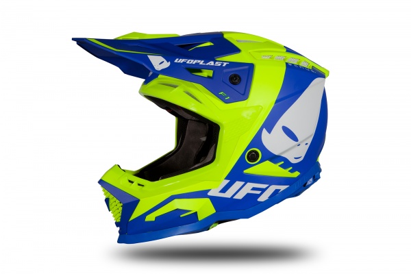 Casco motocross Echus blu e giallo fluo opaco - Home - HE169 - Ufo Plast