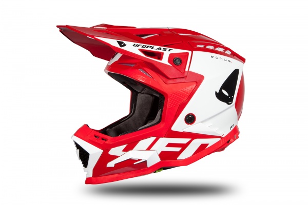 Casco motocross Echus rosso e bianco lucido - NOVITA' - HE170 - Ufo Plast