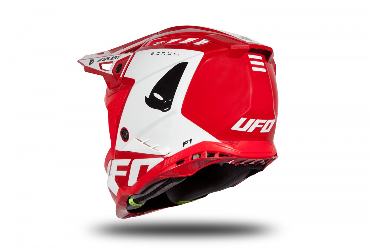 Casco motocross Echus rosso e bianco lucido - NOVITA' - HE170 - Ufo Plast