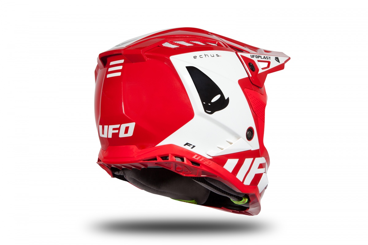 Casco motocross Echus rosso e bianco lucido - NOVITA' - HE170 - Ufo Plast