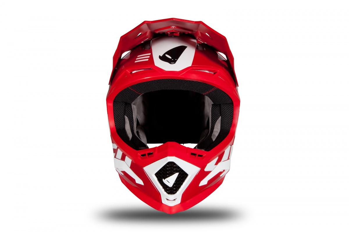 Casco motocross Echus rosso e bianco lucido - NOVITA' - HE170 - Ufo Plast