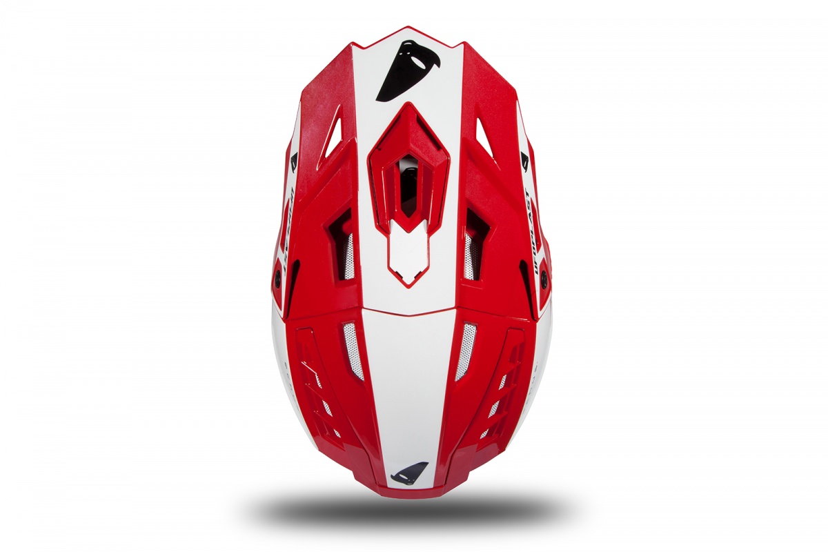 Casco motocross Echus rosso e bianco lucido - NOVITA' - HE170 - Ufo Plast