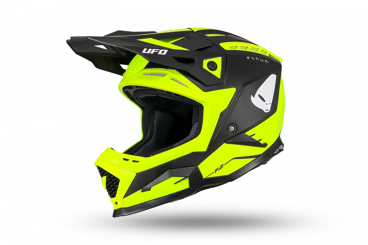 Casco motocross Echus giallo fluo e nero - Caschi - HE13100-DK - Ufo Plast