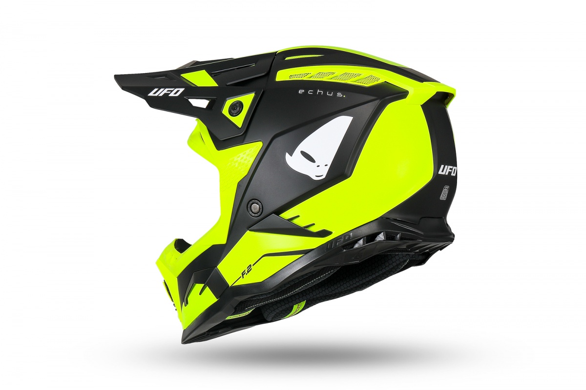 Casco motocross Echus giallo fluo e nero - Caschi - HE13100-DK - Ufo Plast
