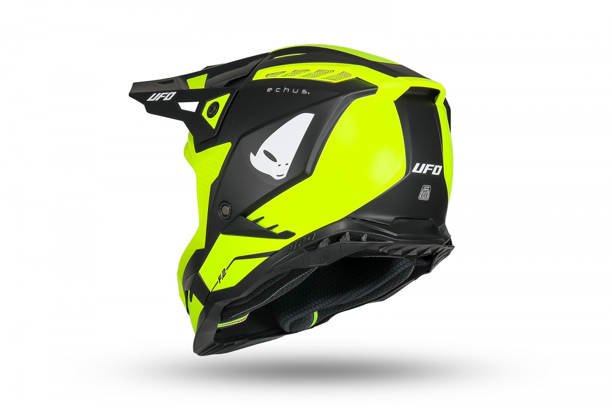 Casco motocross Echus giallo fluo e nero - Caschi - HE13100-DK - Ufo Plast