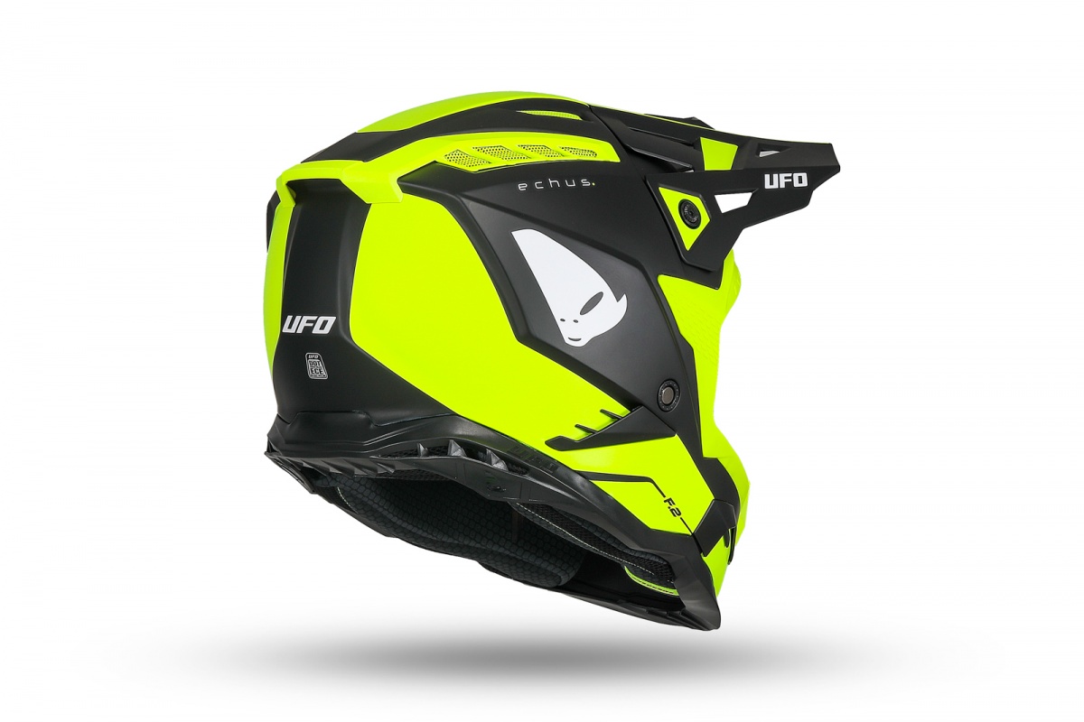 Casco motocross Echus giallo fluo e nero - Caschi - HE13100-DK - Ufo Plast
