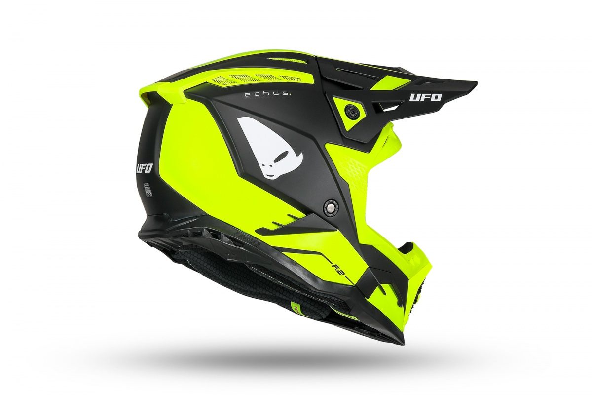 Casco motocross Echus giallo fluo e nero - Caschi - HE13100-DK - Ufo Plast