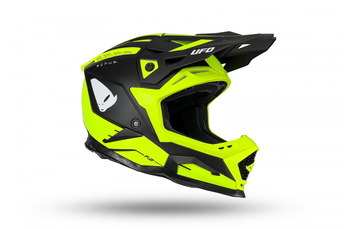 Casco motocross Echus giallo fluo e nero - Caschi - HE13100-DK - Ufo Plast