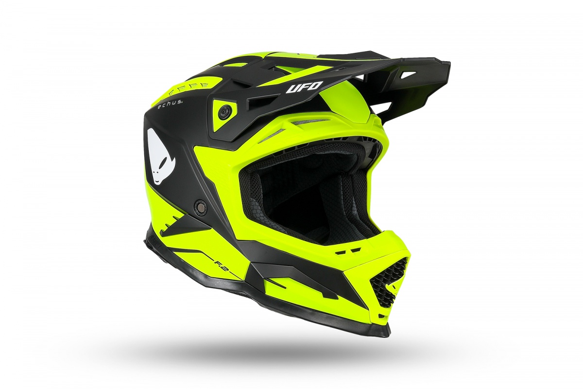 Casco motocross Echus giallo fluo e nero - Caschi - HE13100-DK - Ufo Plast