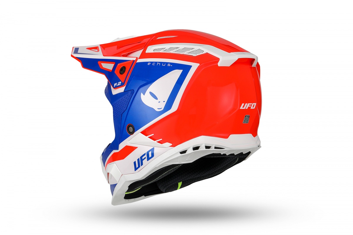 Casco motocross Echus rosso blu e bianco - Caschi - HE13100-BC - Ufo Plast