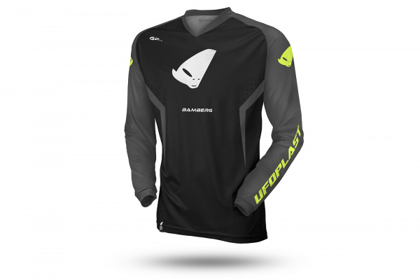 Motocross Bamberg Jersey black, grey and neon yellow - Jersey - JE13001-E - Ufo Plast