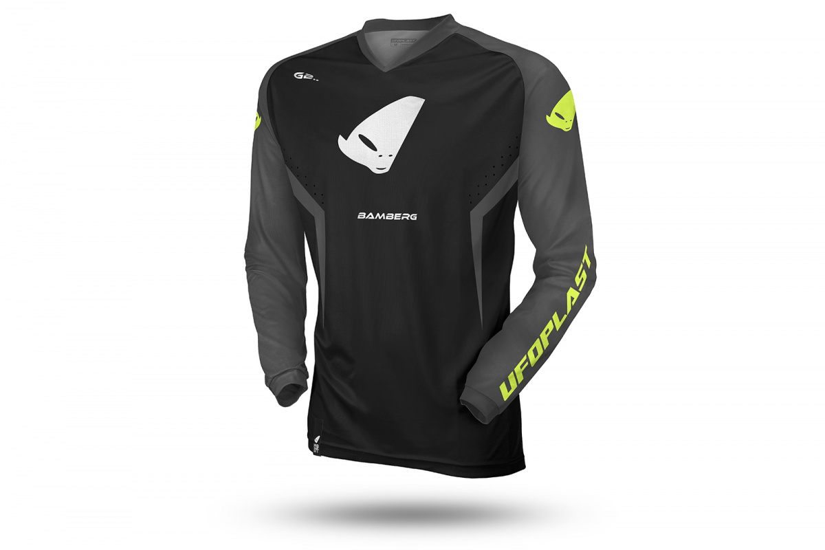 Motocross Bamberg Jersey black, grey and neon yellow - Jersey - JE13001-E - Ufo Plast